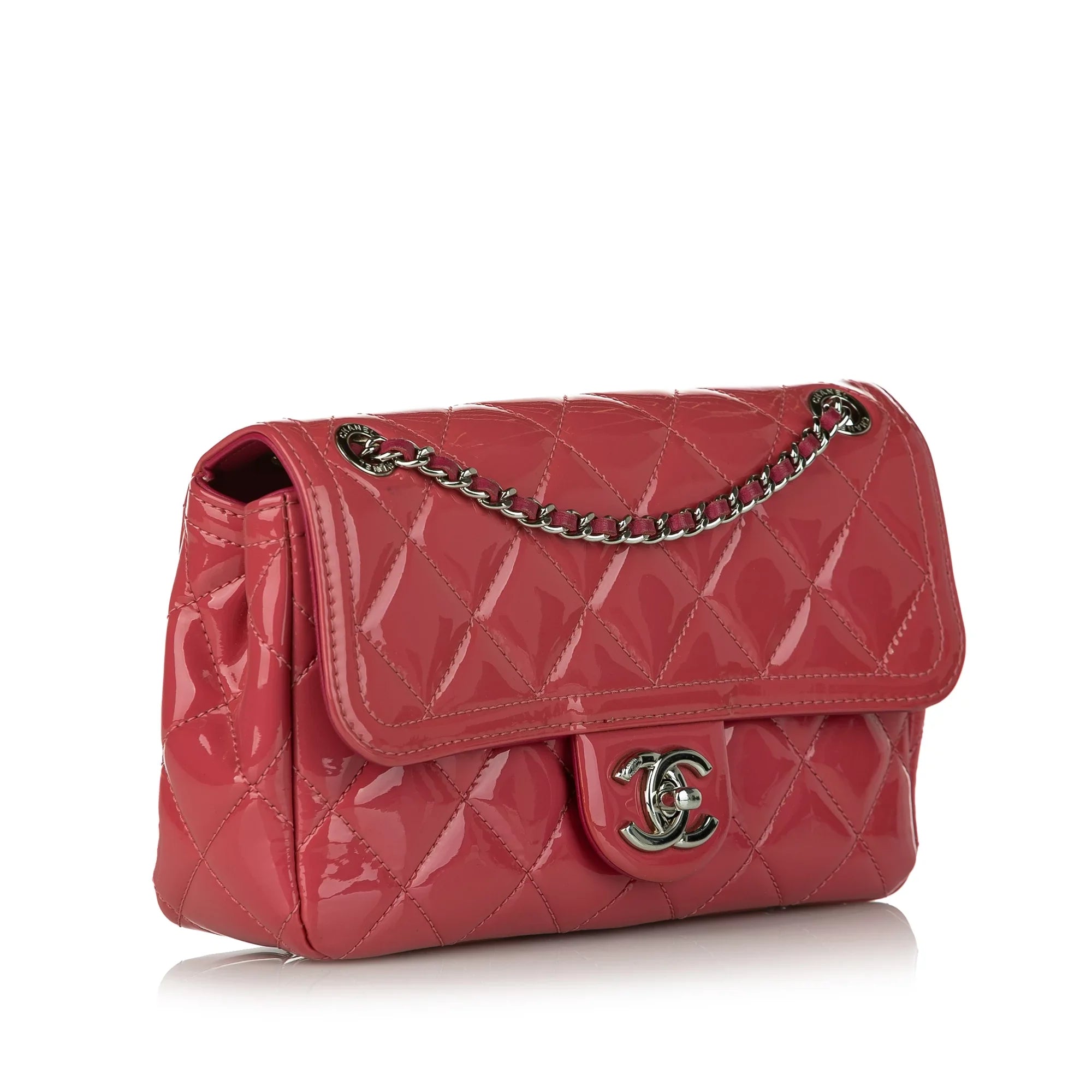 Pre-Owned Chanel Small Coco Shine Flap Bag Patent Leather Red Crossbody Bag Women (Good)