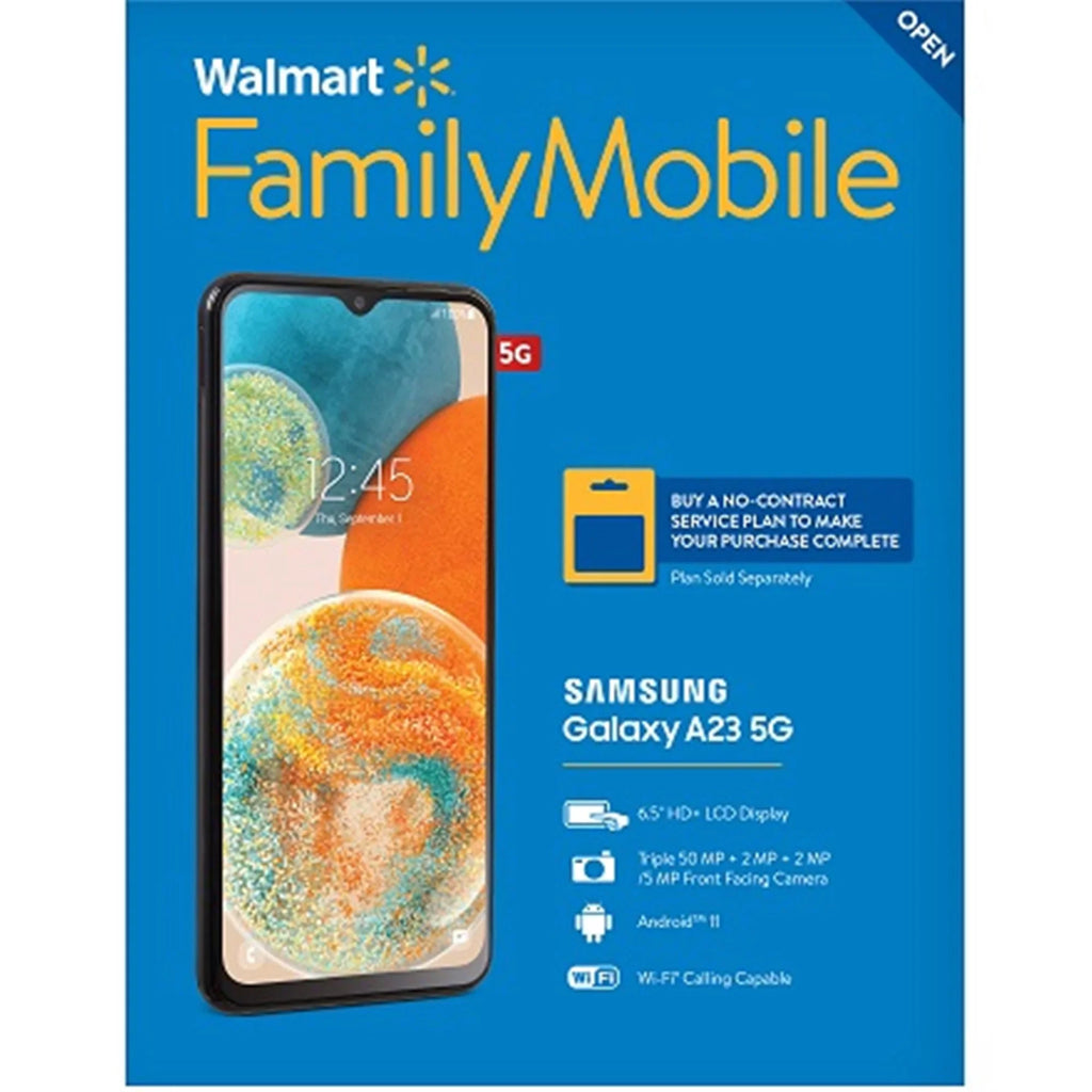 Walmart Family Mobile  Galaxy A23 5G, 64GB, Black- Prepaid Smartphone [Locked to Walmart Family Mobile]