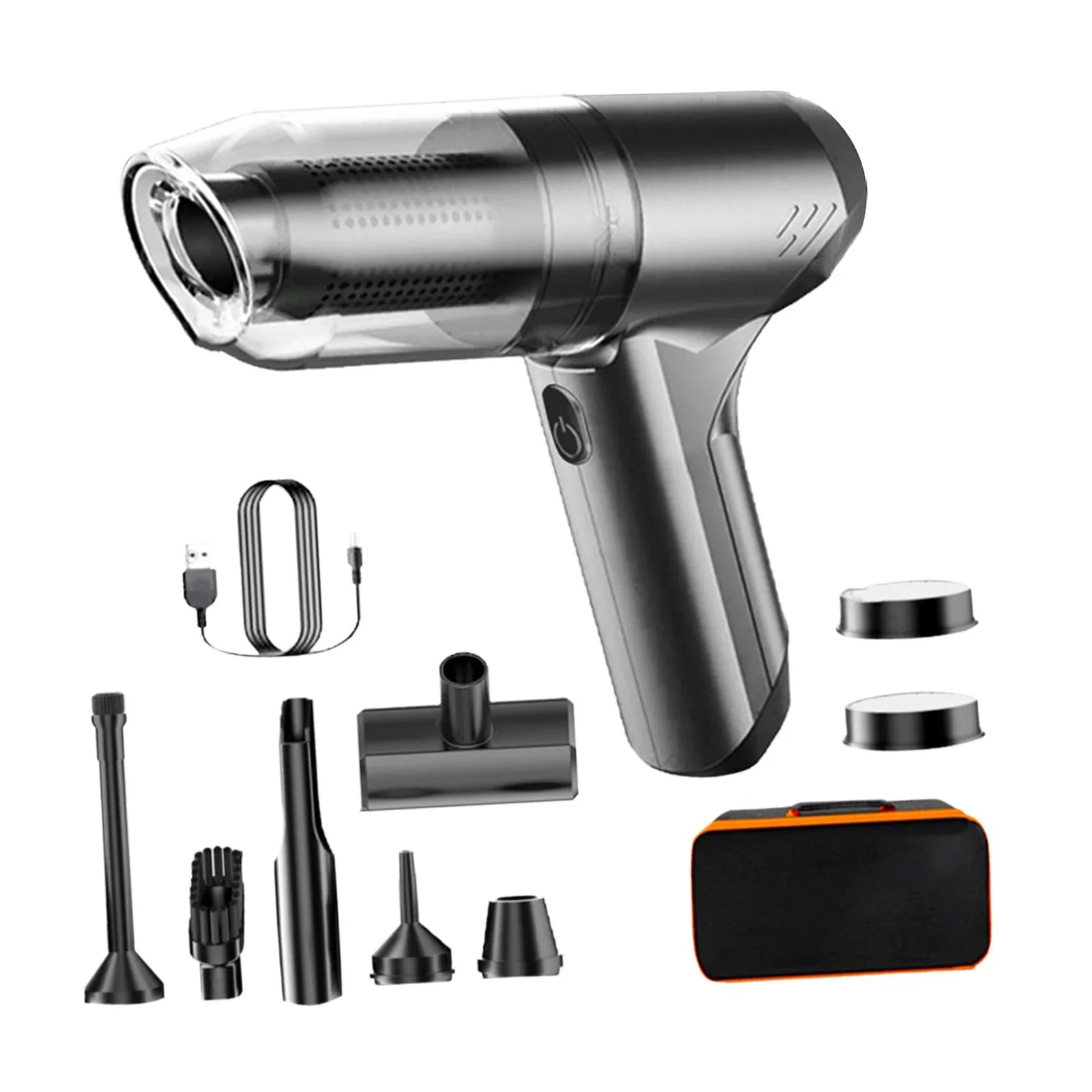 Handheld Vacuum Cleaner Hand Held Vacuum with 500ml Dustbin 12000PA Suction Port gray with bag