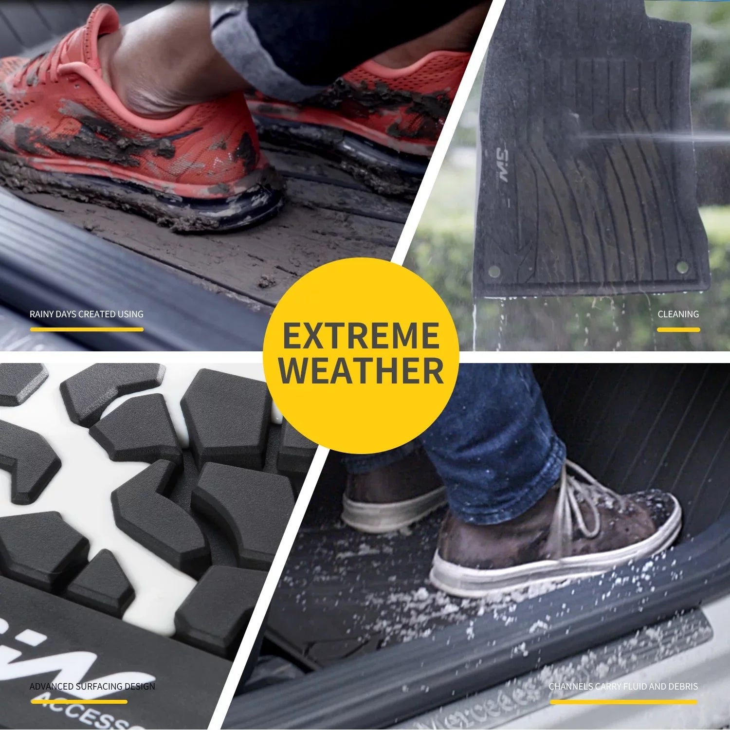 3W Floor Mats for Dodge Ram 2019 2020 (NOT for Storage Under Rear Seat) - Full Set All Weather Ram 1500 Crew Cab Carpet with Non-Toxic TPE 1st & 2nd Row for Bucket Seating, Black