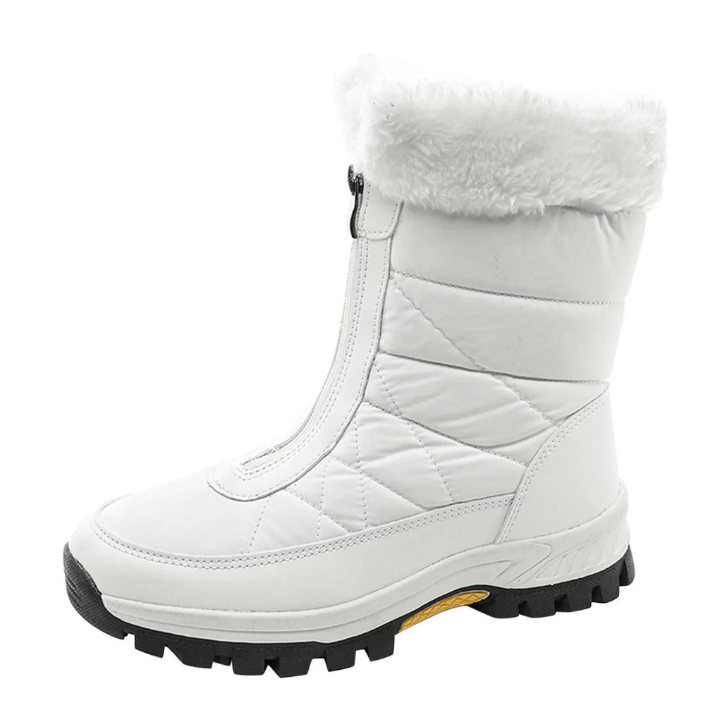 Fashion Women Winter Water Proof FLatitude Zipper Keep Warm Snow Boots Comfortable Mid Boots Shoes