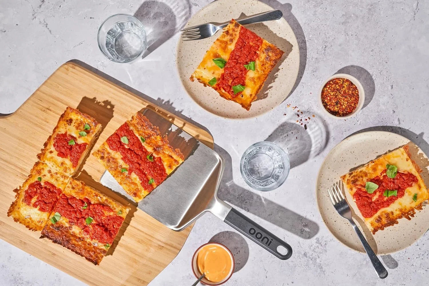 Pan Pizza Spatula - Pizza Oven Accessories, Detroit Style Pizza Pan Cutter, Rectangular Spatula Kitchen Utensil, Stainless Steel Spatula, Grill Tools
