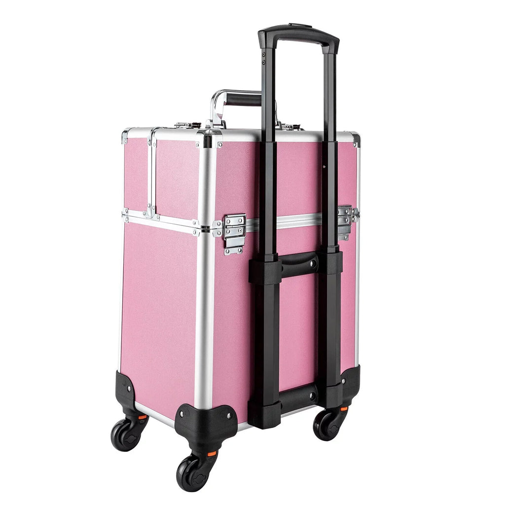 Miumaeov 4-Tier Professional Rolling Makeup Train Case Cosmetic Trolley Makeup Storage Organizer with Wheels