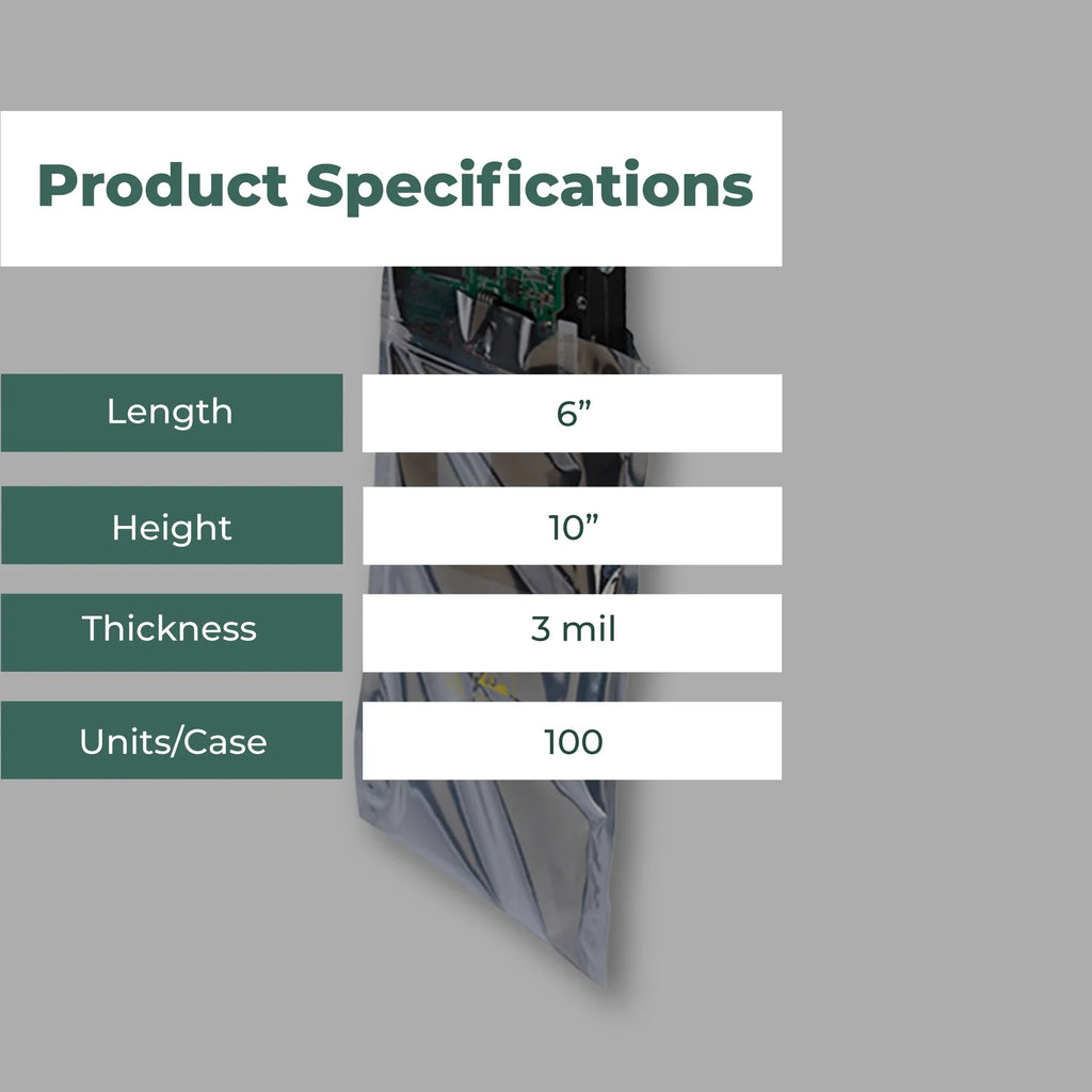 3 Mil Metallic Conductive Transparent Bags 6" x 10" High-Quality 100/CS Dependable ESD Protection