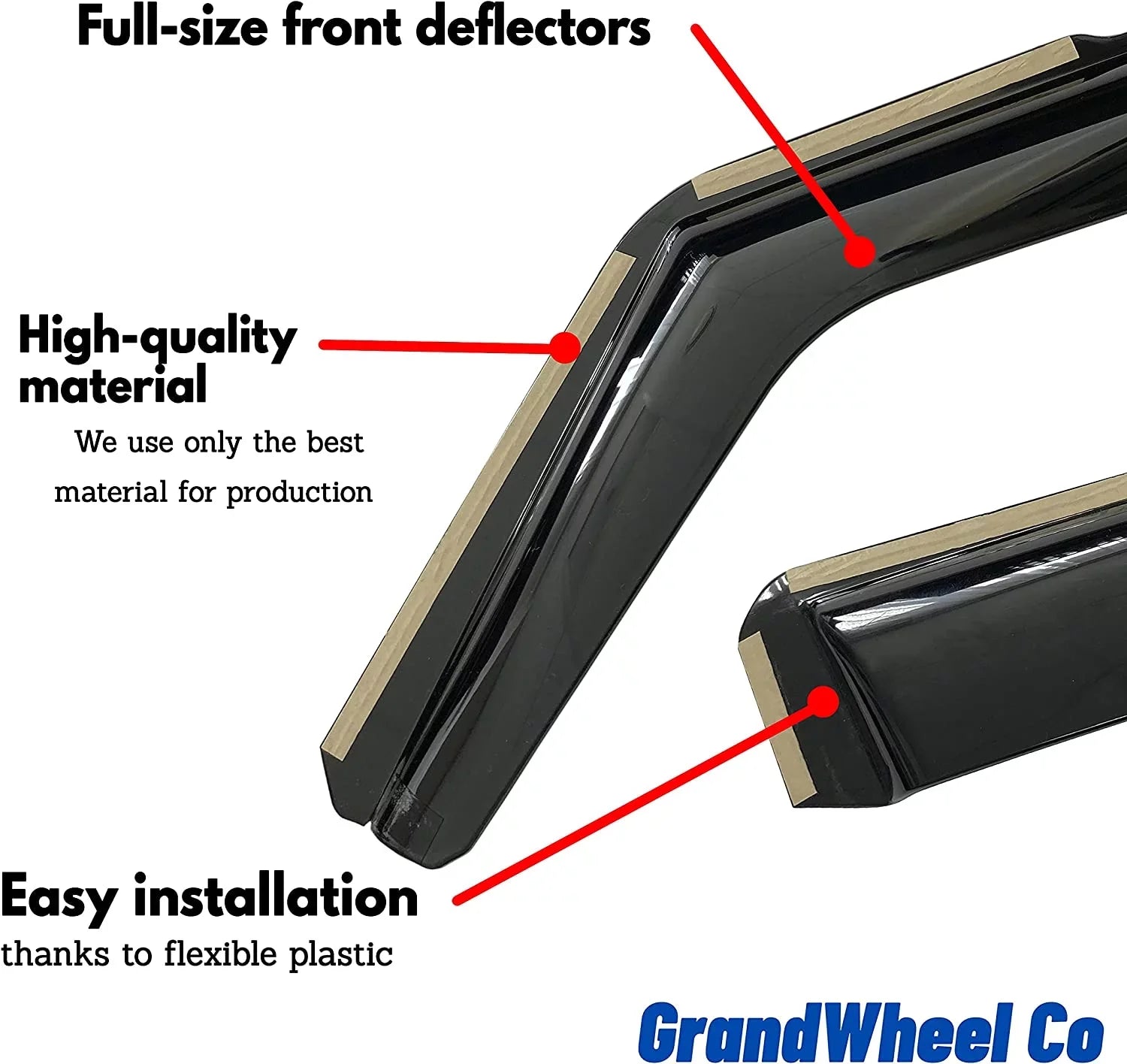 GrandWheel Co Smoke Tinted In-channel Side Window Vent Visor Deflectors Rain Guards Compatible with Toyota Tundra 2007-2021 Double Cab - 4pcs. GW0114