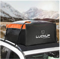 LUCKUP Roof Rack Car Cargo Carrier Bag,18.5 Cubic Ft Rooftop Box, Waterproof &Durable with Anti-Slip Mat, Heavy Duty Wide Straps and Buckles, Compatible for All Car Models (Black & Orange)