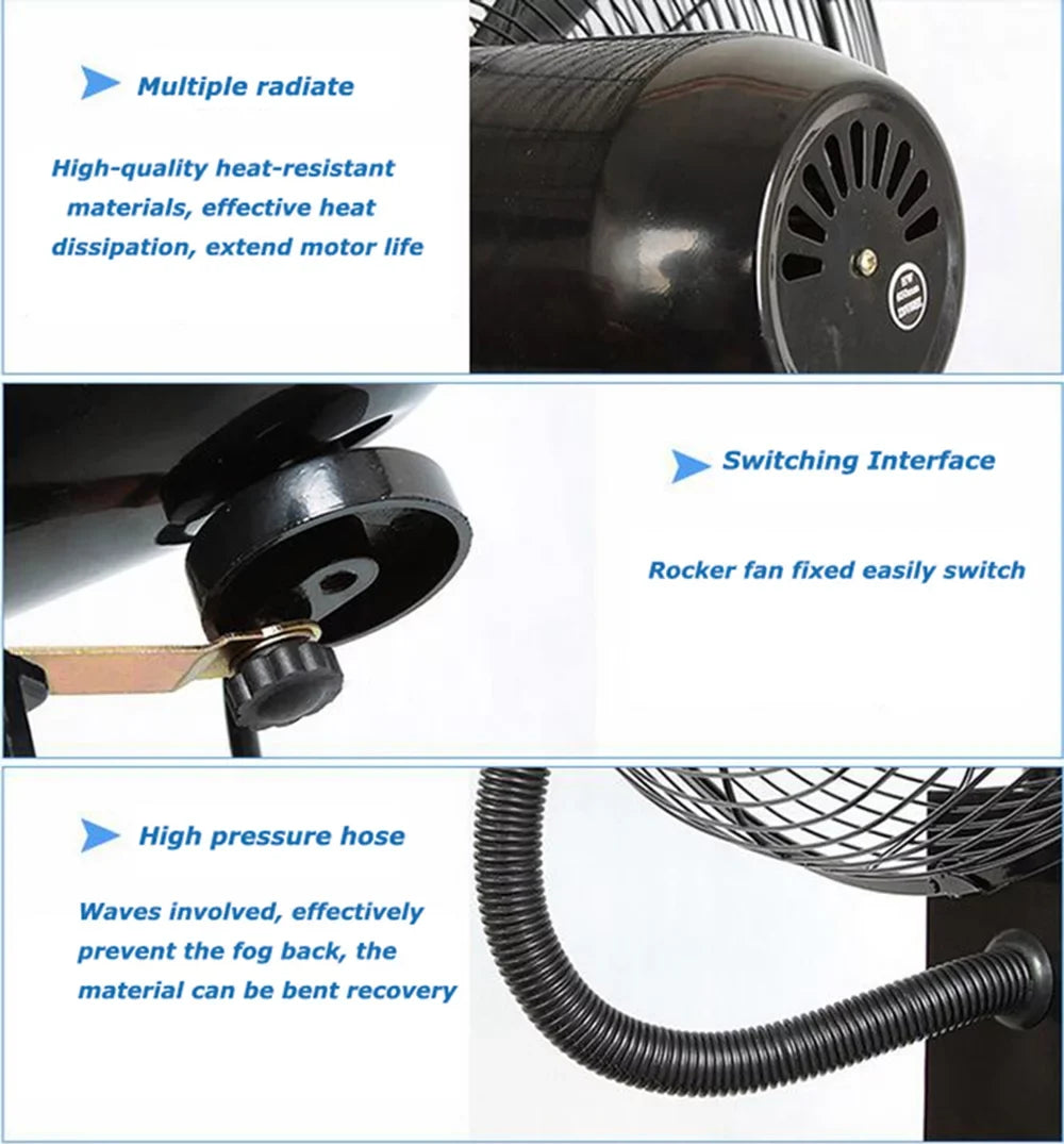 TECHTONGDA Industrial Spray Electric Fan Dust Removal Humidification Floor Fan 30"