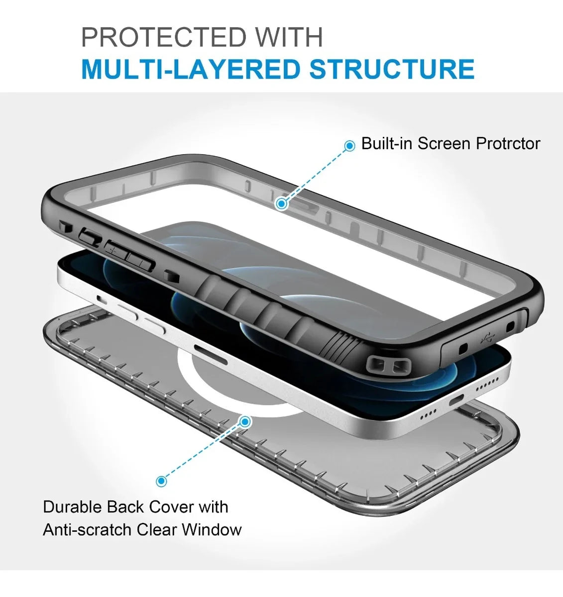 SPORTLINK Waterproof Case for iPhone 12, 12 Pro with MagSafe Support Underwater Diving Swimming