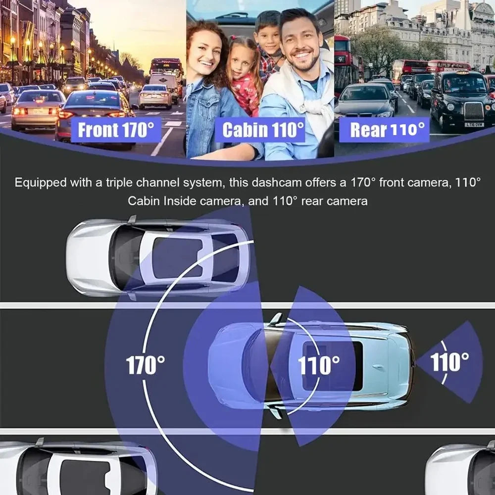 Arealer Dash Camera,Car Camera Mirror Car Dash Cam Rearview Mirror Camera Wifi 3 Cameras Car Rearview Video Wide Car Rear 3 Camera Cam With And Camera Cameras Wide Cameras Wide Clear Buzhi Cam Rear 3
