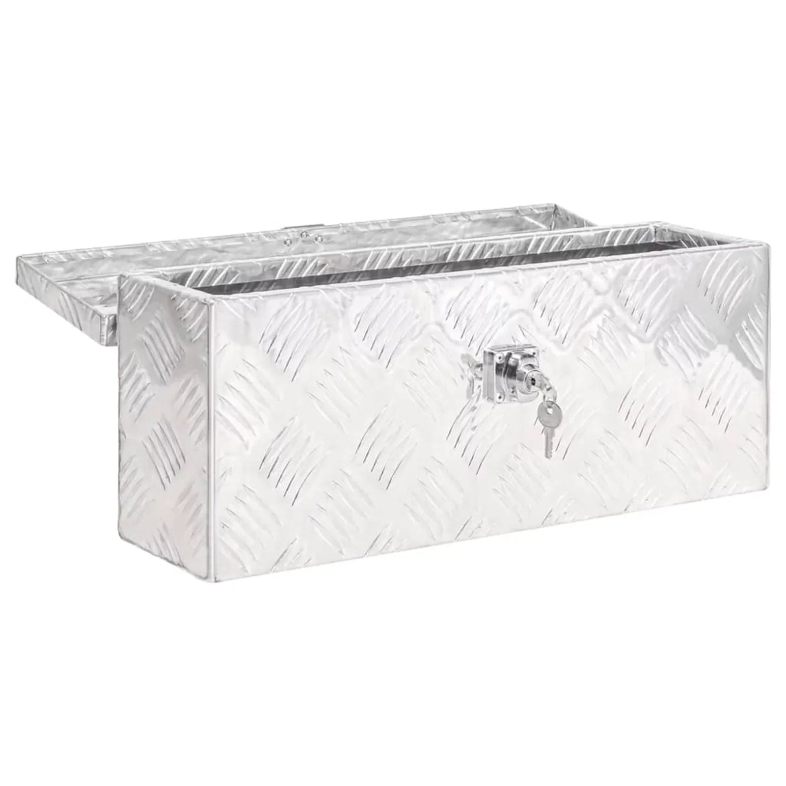 Anself Aluminum Tool Box Truck Toolbox Lockable Underbody Organizer Storage Case Trailer Box Silver for Vehicle, Garage, Camping Trip 19.7 x 8.1 x 5.9 Inches (L x W x H)