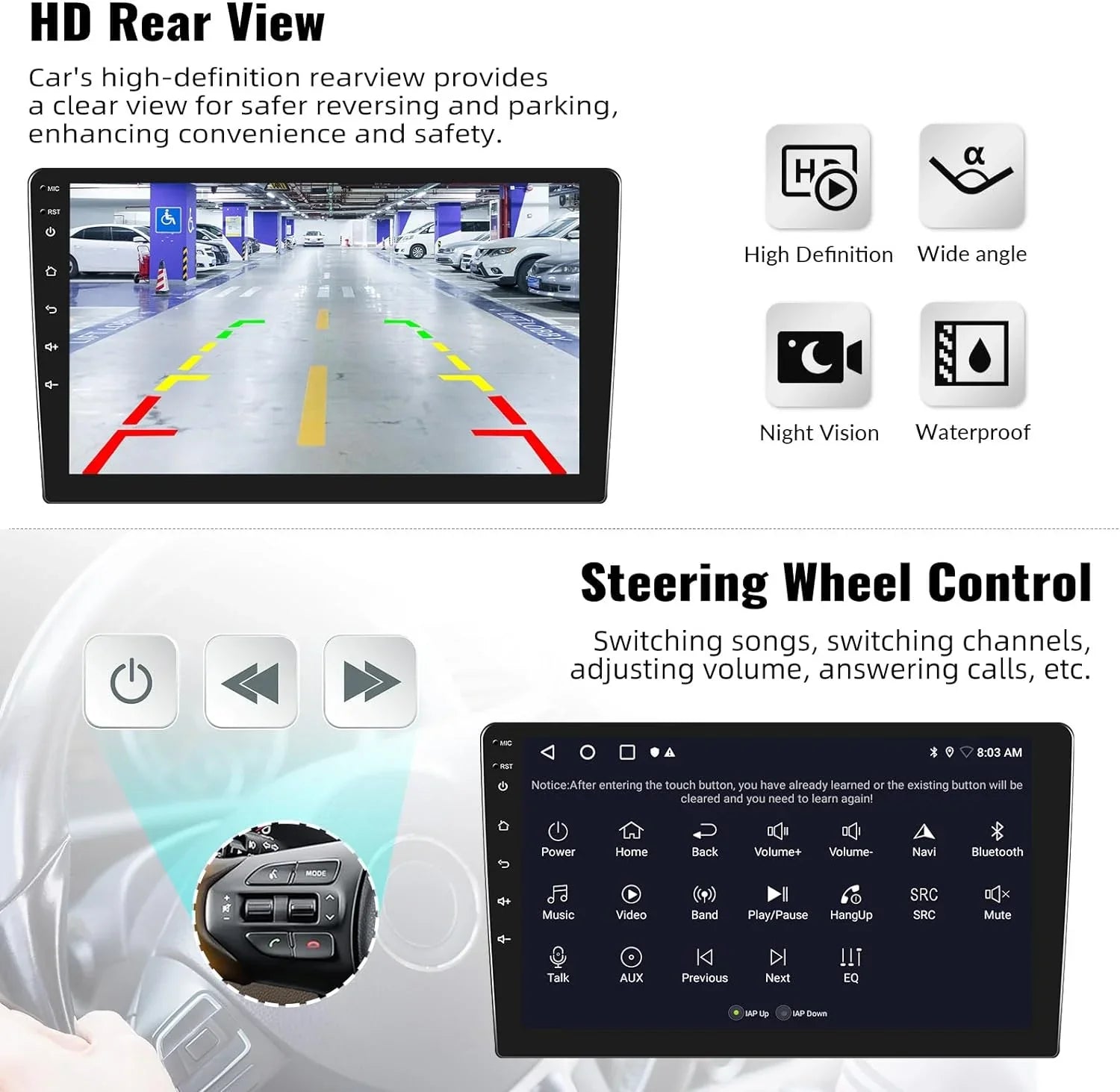 1G+32G Android Single Din Car Stereo with GPS Navigation Rimoody 10.1'' Touch Screen Car Radio with Bluetooth WiFi FM Mirror Link USB Head Unit + Backup Camera