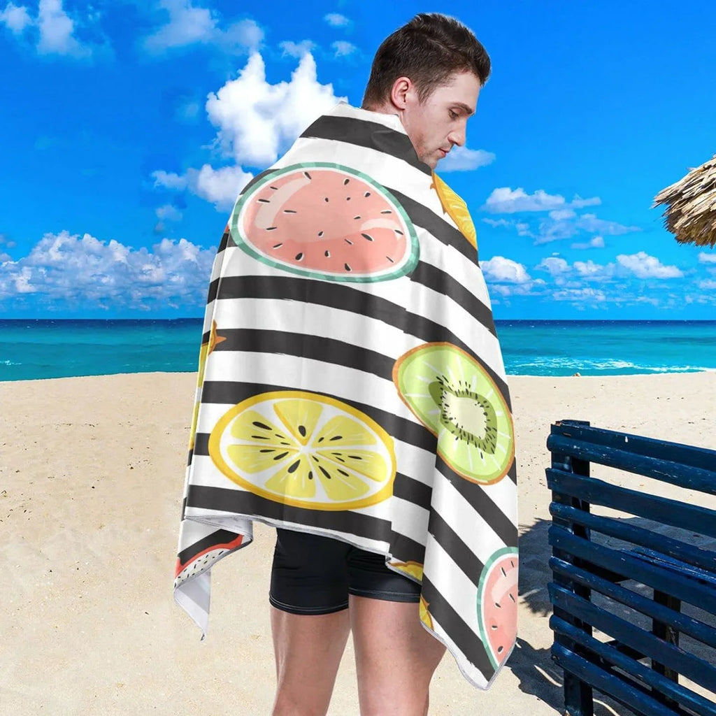 Bestwell Tropical Fruit Slice Beach Towel Oversized Towel Blanket, Thin Lightweight Microfiber Sand Free Quick Dry Towel, 30”X60” Multipurpose Pool Bath Yoga Swim Shower Towel
