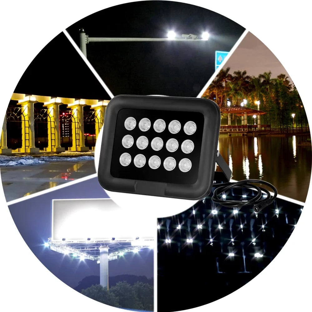 15pcs Array IR LEDS Infrared Illuminator, Wide Angle Long Range Night Vision, Outdoor Waterproof, Suitable for CCTV Cameras