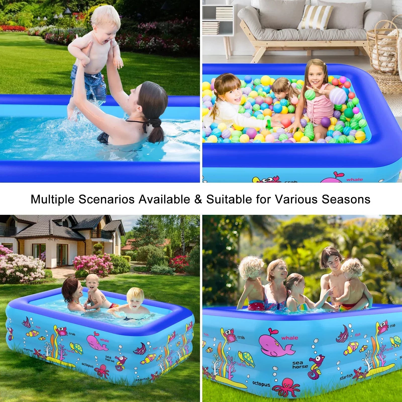 InfLatitudeable Pool 83 * 57 * 26 inch, 3-Story Large Children's Family Lounge Swimming Pool