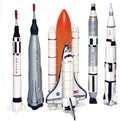 Intera Spaceship Rocket Set - 5 Piece Space Program NASA Collector's Set - Mercury, Gemini, Apollo, Saturn Rockets And Space Shuttles