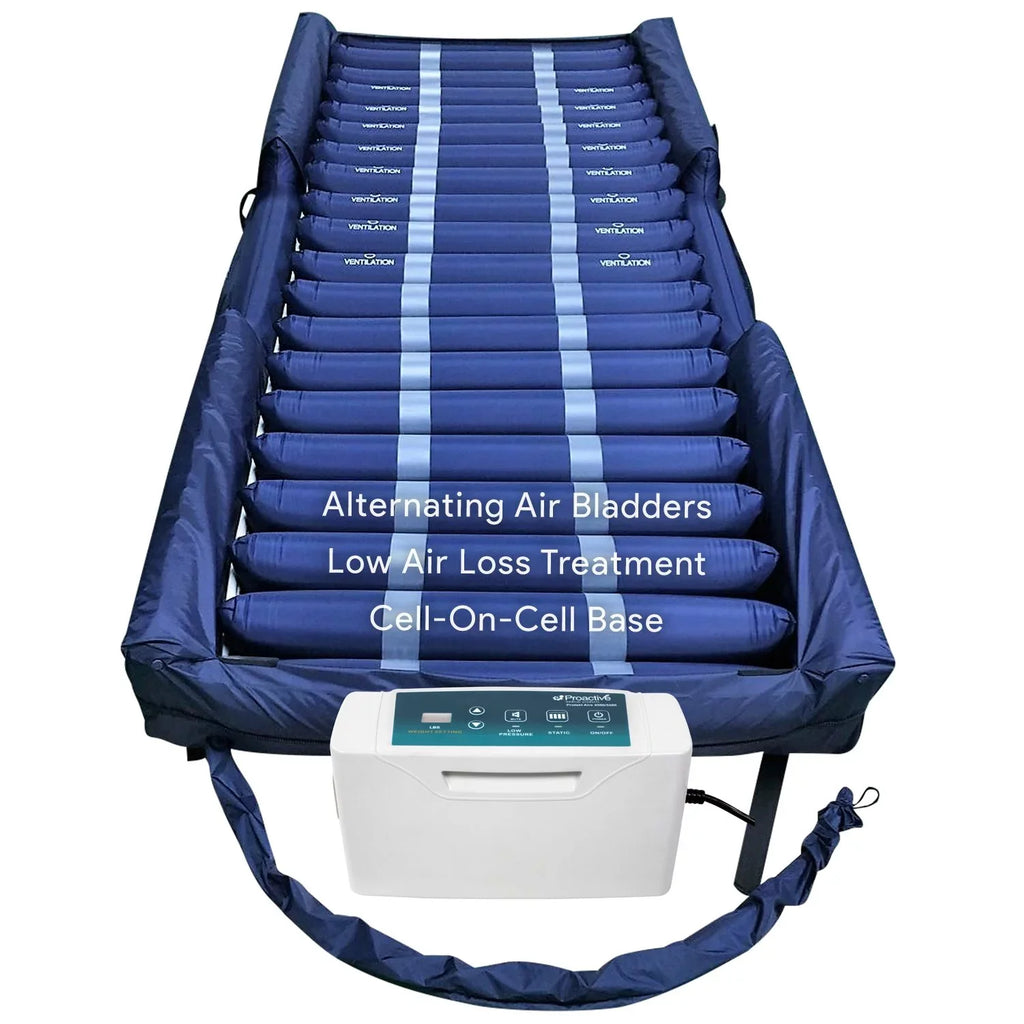 Proheal Low Air Loss Alternating Pressure Air Mattress with Digital Silent Air Pump & Side Perimeter - 36” x 80” x 8/11"