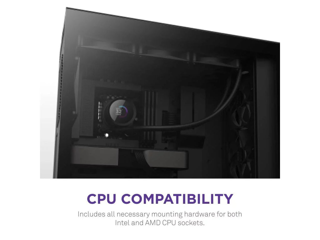 NZXT Kraken 360mm - RL-KN360-B1 – AIO CPU Liquid Cooler - LCD Display - 3 x F120P Static Pressure Fan Radiator Fans LGA 1700 / AM5 Compatible