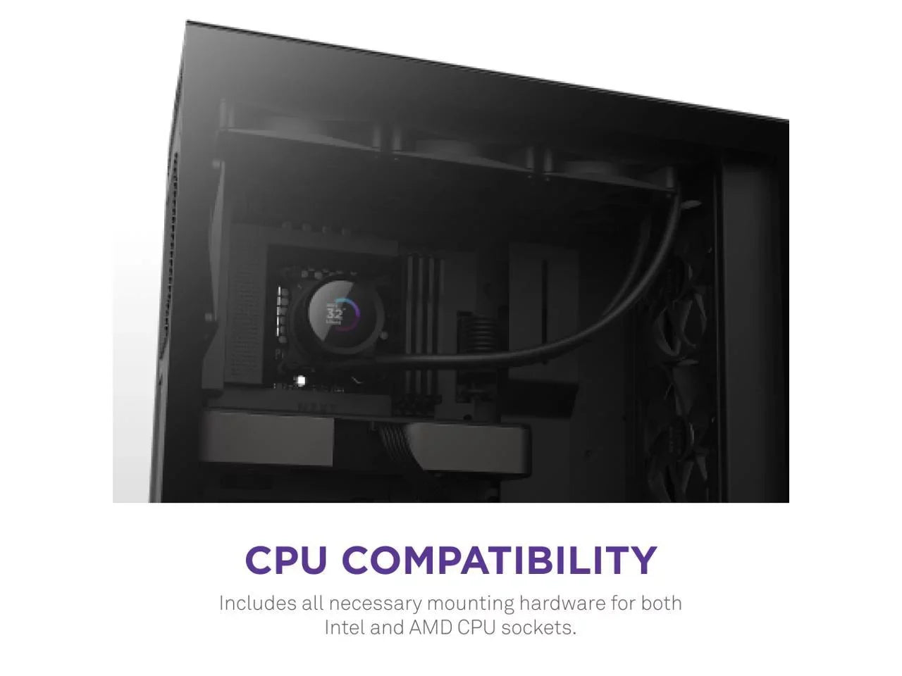 NZXT Kraken 360mm - RL-KN360-B1 – AIO CPU Liquid Cooler - LCD Display - 3 x F120P Static Pressure Fan Radiator Fans LGA 1700 / AM5 Compatible