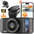 GCZ 4K Full HD Dash Cam For Car with WiFi and GPS, Front and Rear Dashcam with 3'' IPS Touchdisplay and Night Vision, G-Sensor, Loop Recording and 24H Parking Mode