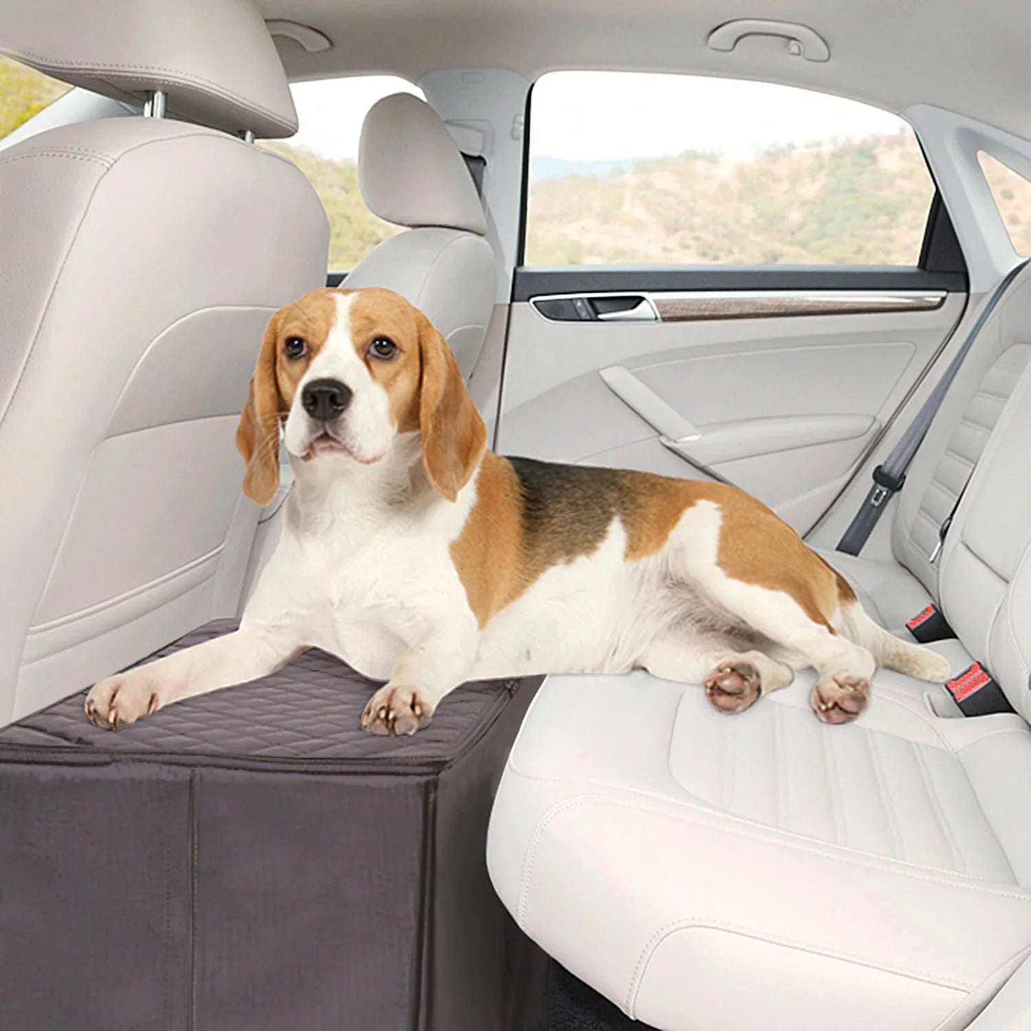 MSR IMPORTS Back Seat Extender for Dogs with Storage Dog Bridge - Gray