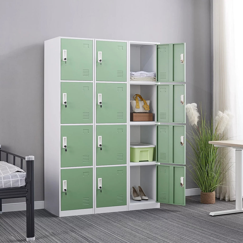Ouyessir Locker Storage Cabinet 4-tier Metal Lockers for School, Gym, Home, Office Employee Lock Box, 71 inches High - Green