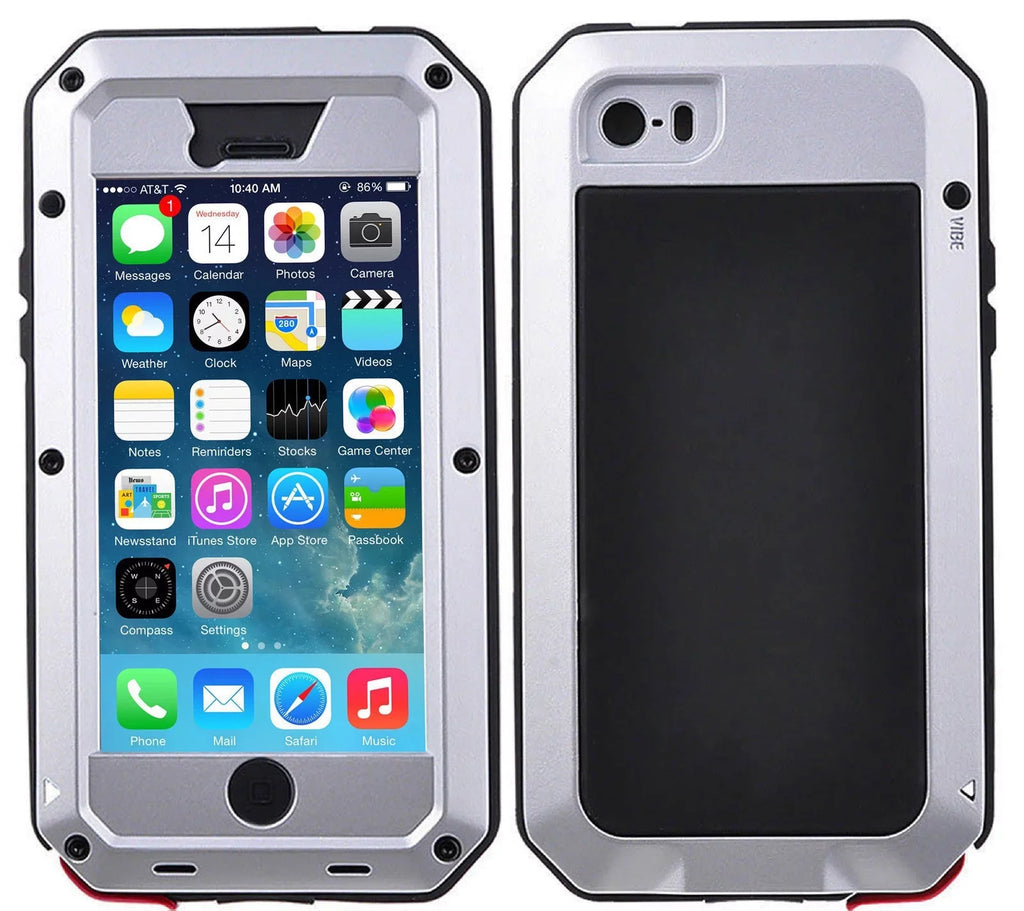 Gorilla Glass Aluminum Metal iPhone 8 Plus Case (Silver) Heavy Duty Military Grade Shockproof and Scratch Resistant Protection, Rugged Outdoor Travel