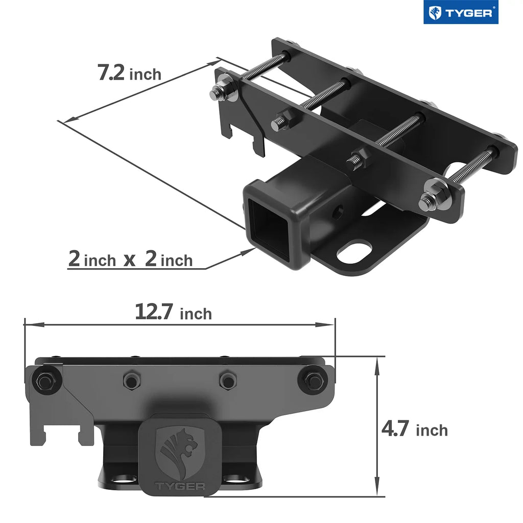Tyger Auto TG-HC2J003B Hitch & Cover Kit Compatible with 2018-2024 Jeep Wrangler JL/JLU (Include 20-24 diesel engine; 21-24 4xe) Factory Style 2 inch Rear Receiver Hitch Tow Towing Trailer Hitch