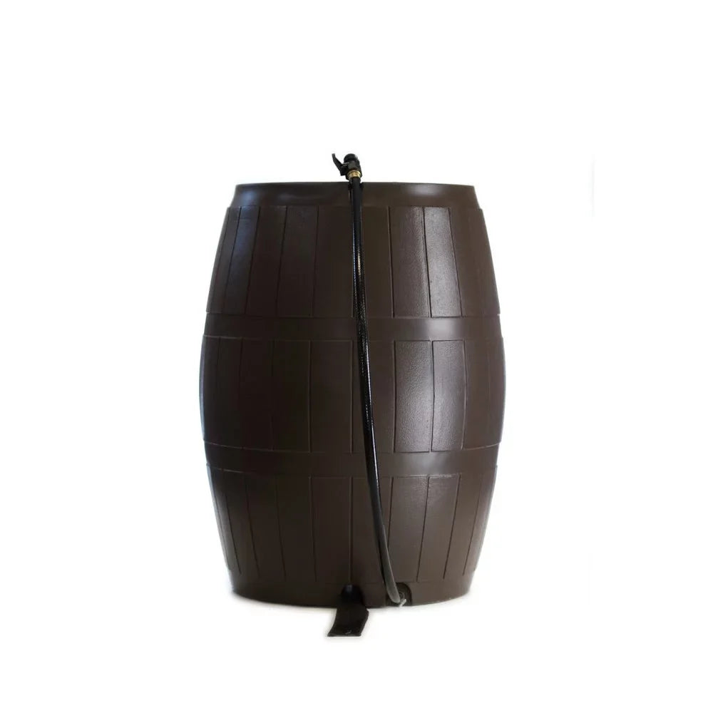 FCMP Outdoor 50-Gallon BPA Free Home Rain Water Barrel, Brown (2 Pack)