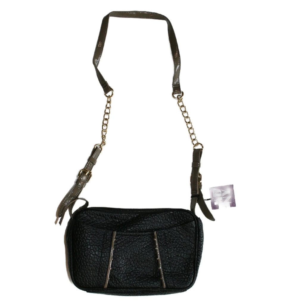 KDNY Women's Foster Cross Body Purse In Black With Brown Trim