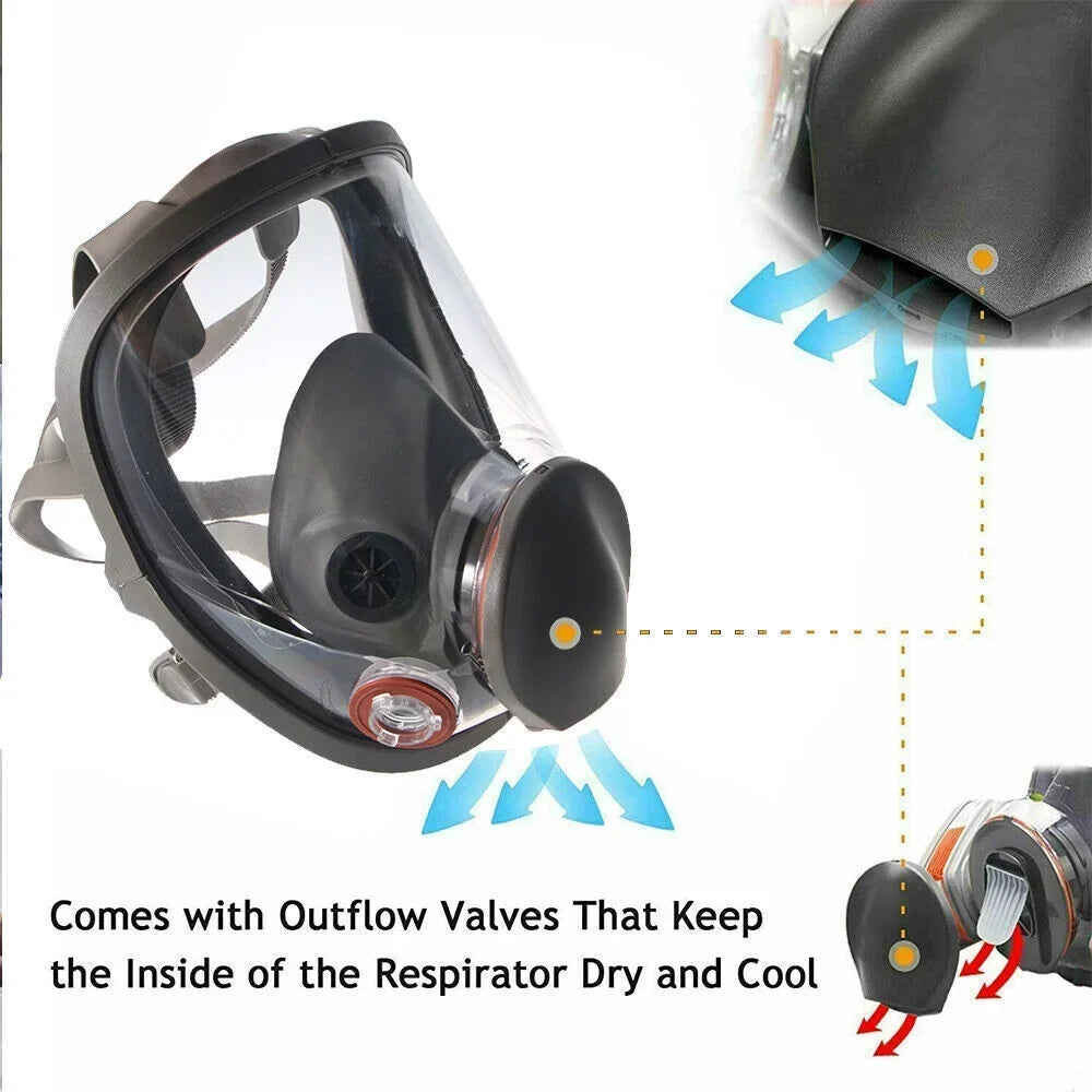 Full Face Gas Mask Respirator Set Painting Spraying w/Filters for 6800 Facepiece