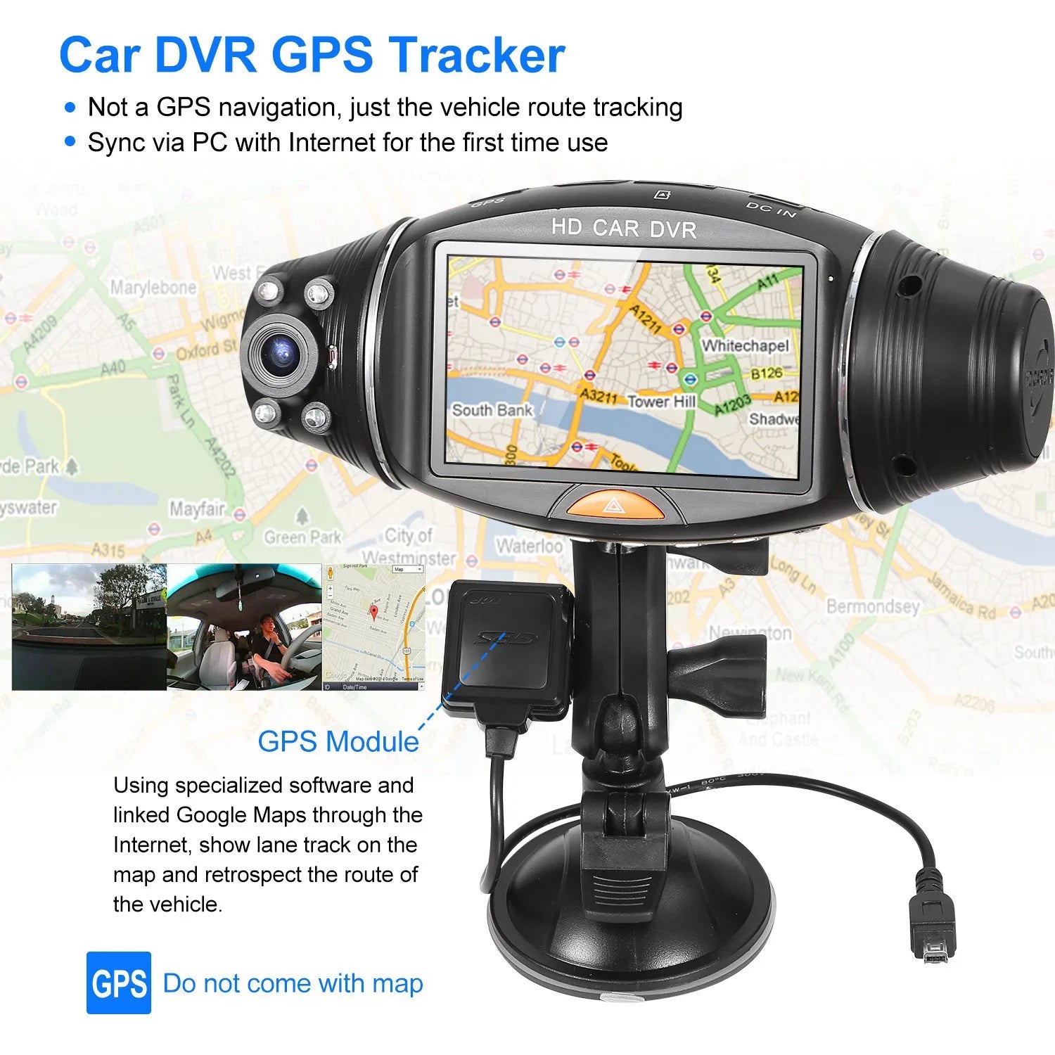 iMountek FHD 1080P Dual Lens Car DVR Dash Cam GPS Camera Video Recorder G-Sensor Night Vision