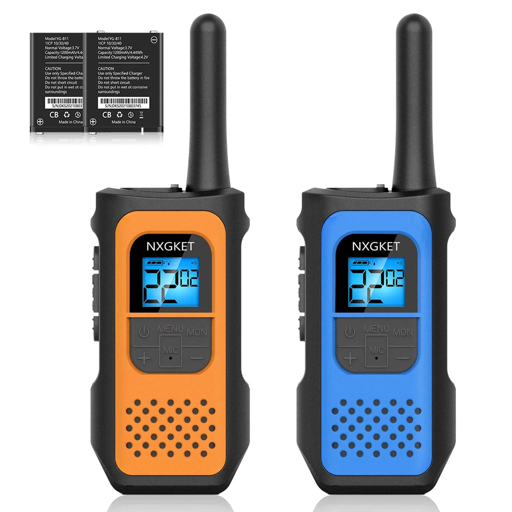 Walkie Talkie, NXGKET Walkie Talkies for Adults Kids, Rechargeable Long Range 2 Way Radios 22 Channel with Li-Ion Battery Gift Set for Family Outdoor(2 Pack)