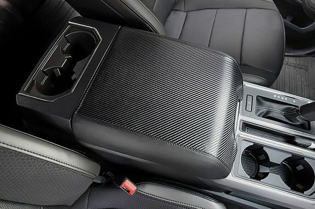 Teledu Leather Center Console Armrest Cover Pad Protector F150 Carbon