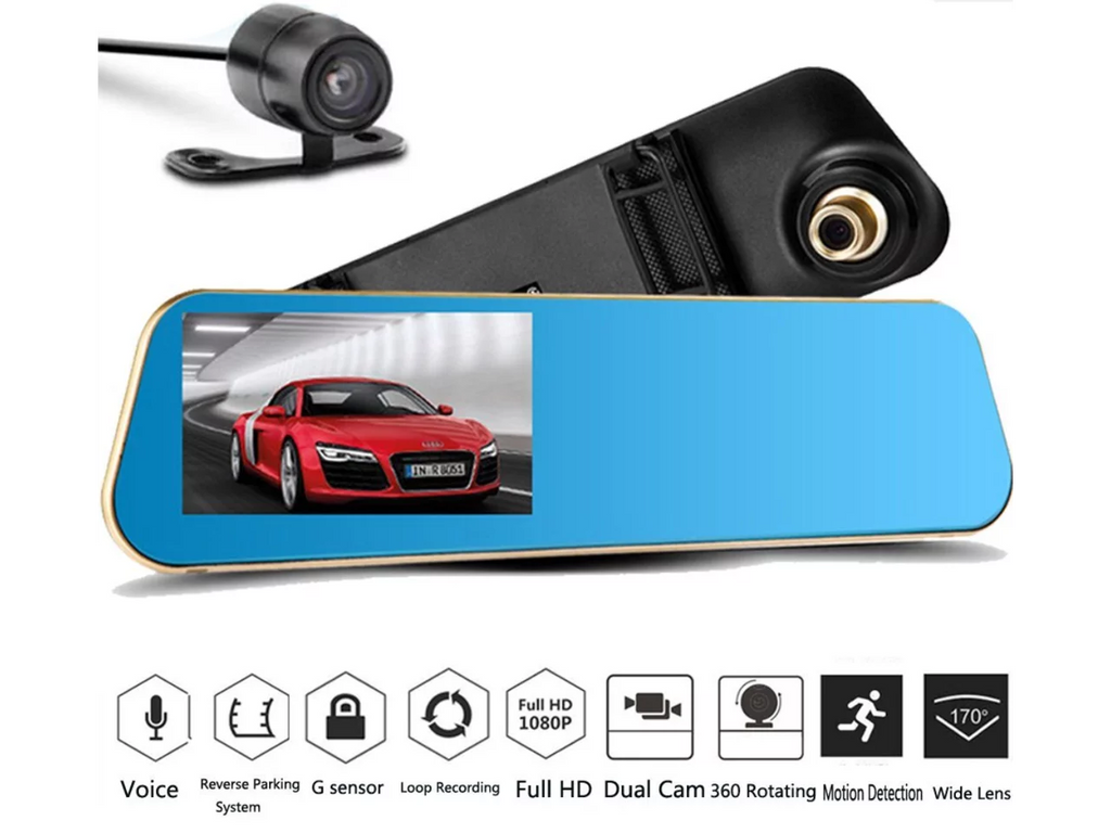 X10 Car DVR, Car Camera Car Video Recorder Full HD 1080P Car Video Camera 4.3 Inch LCD with Dual Lens for Vehicles Front Rearview Mirror DVR Dash Cam with Reverse Parking System