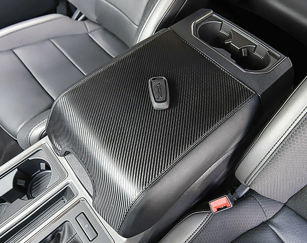 Teledu Leather Center Console Armrest Cover Pad Protector F150 Carbon