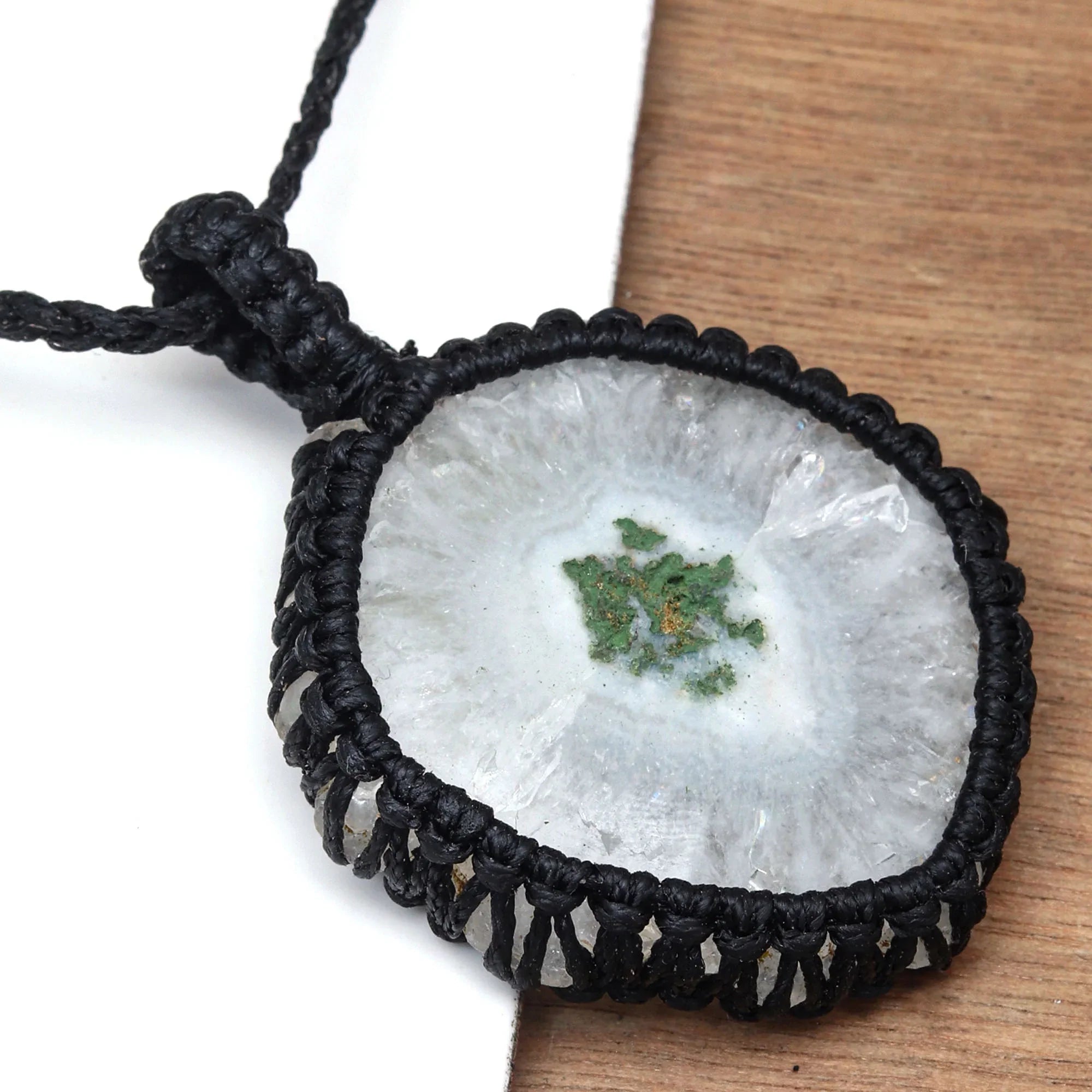 Solar Drusy Gemstone Holloween Gifted Jewelry Macrame Gift For Her Necklace