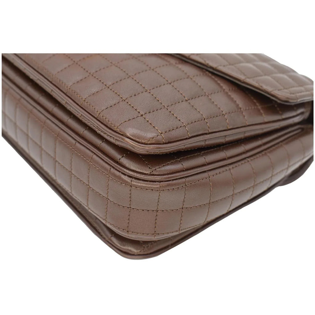 Pre-owned CELINE Medium C Quilted Leather Crossbody Bag Khaki