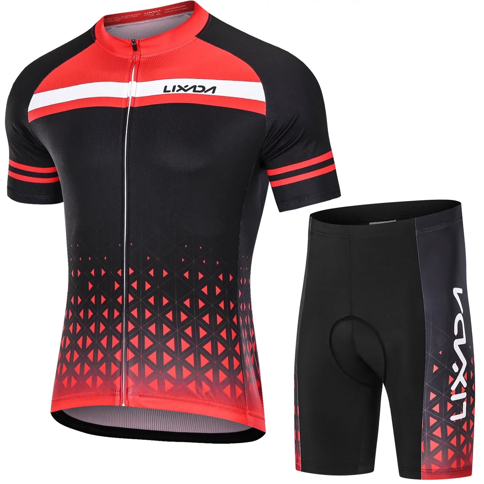 Lixada Men Cycling Jersey Set Breathable Quick- Short Sleeve and Padded Shorts MTB Cycling Outfit Set