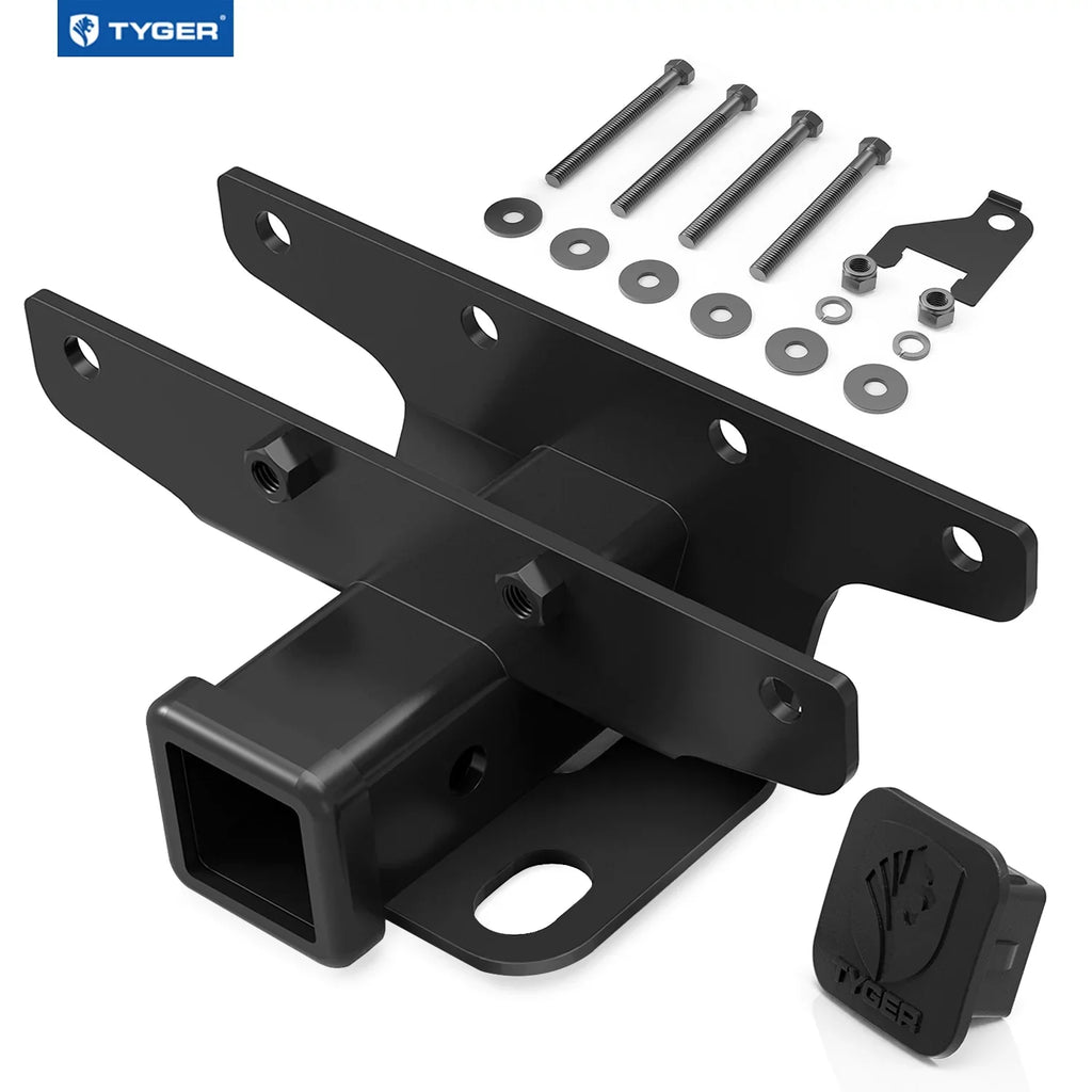 Tyger Auto TG-HC2J003B Hitch & Cover Kit Compatible with 2018-2024 Jeep Wrangler JL/JLU (Include 20-24 diesel engine; 21-24 4xe) Factory Style 2 inch Rear Receiver Hitch Tow Towing Trailer Hitch