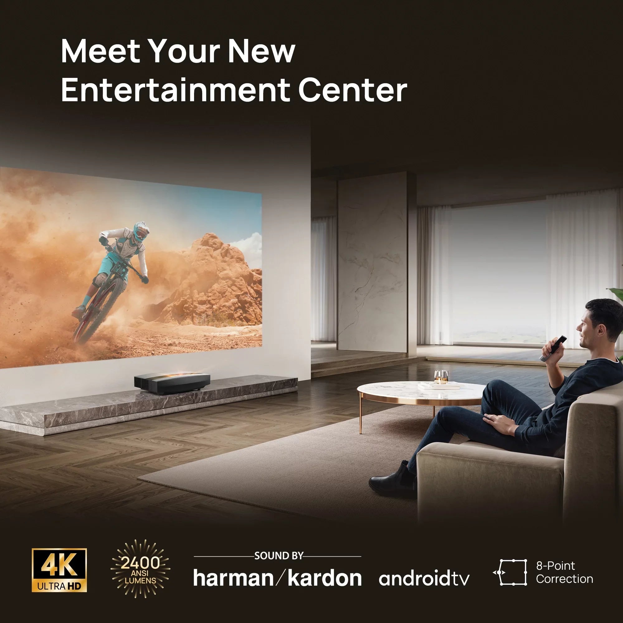 XGIMI AURA 4K Ultra Short Throw Laser Projector with Harman Kardon Speakers, Android TV OS
