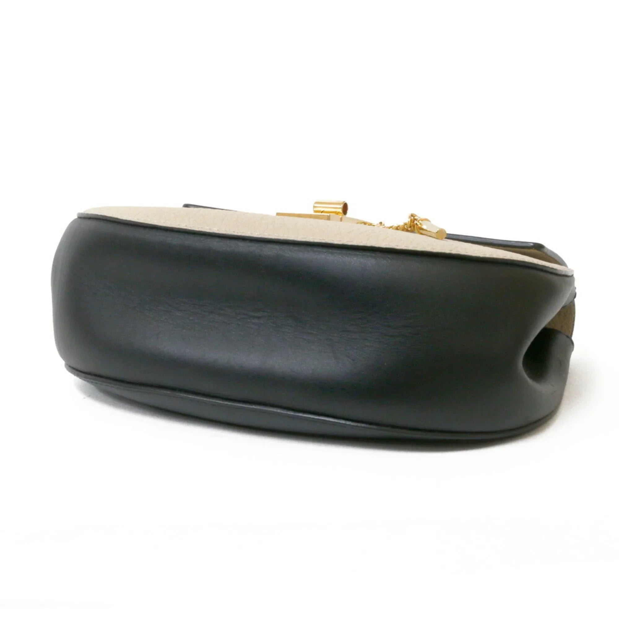Pre-Owned Chloé Leather Shoulder Bag Beige,Black (Fair)