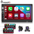 Podofo Double 2 Din 7'' Universal Car Stereo Radio  Carplay Android Auto Mirror Link HD Touch Screen Car Audio Multimedia Player MP3 MP5 Bluetooth FM USB, with Backup Camera
