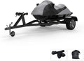 Custom Fit Weatherproof Jet Ski Covers Full for Yamaha Waverunner FX Cruiser/HO/SHO/FX HO 2007-2008 - Gray/Black - Trailerable - All Weather - Rain & Sun - Free Trailer Straps & Bag