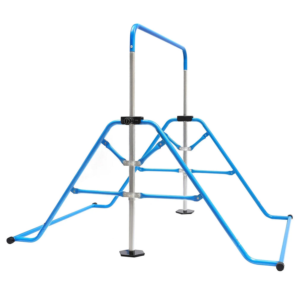ZhdnBhnos Adjustable Kids Gymnastics Horizontal Bar Folding Junior Training Bar For Home Gym Max Load 100kg/220.5lbs Blue