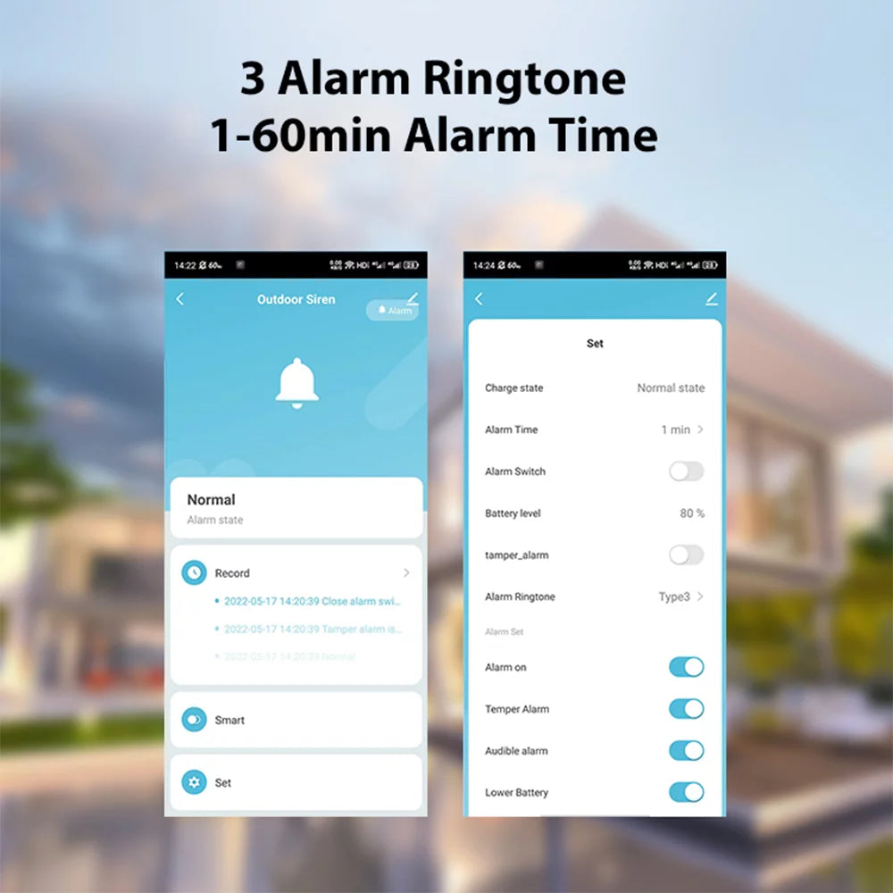 Solar Powered Wifi Outdoor Alarm BT 5.0 Smart Alarm IPX5 Waterproof Real-time Sound Light Alarm APP Control Intelligent Linkage Home Device