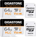 Gigastone 64GB MLC Micro SD Card, 10x High Endurance (MLC) 4K Video Recording, Security Cam, Dash Cam, Surveillance Compatible 100MB/s, U3 C10, 2 Pack (2x64GB)