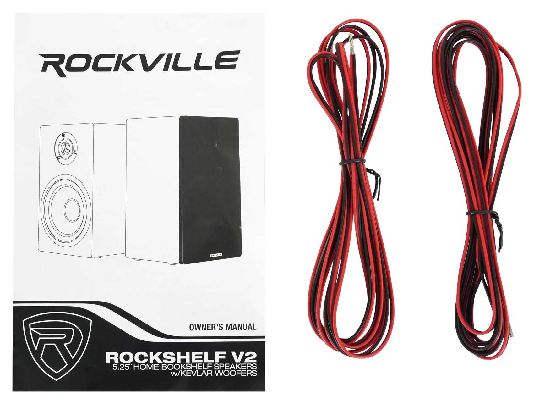 Pair Rockville RockShelf 58C Classic 5.25" Home Bookshelf Speakers w/37" Stands