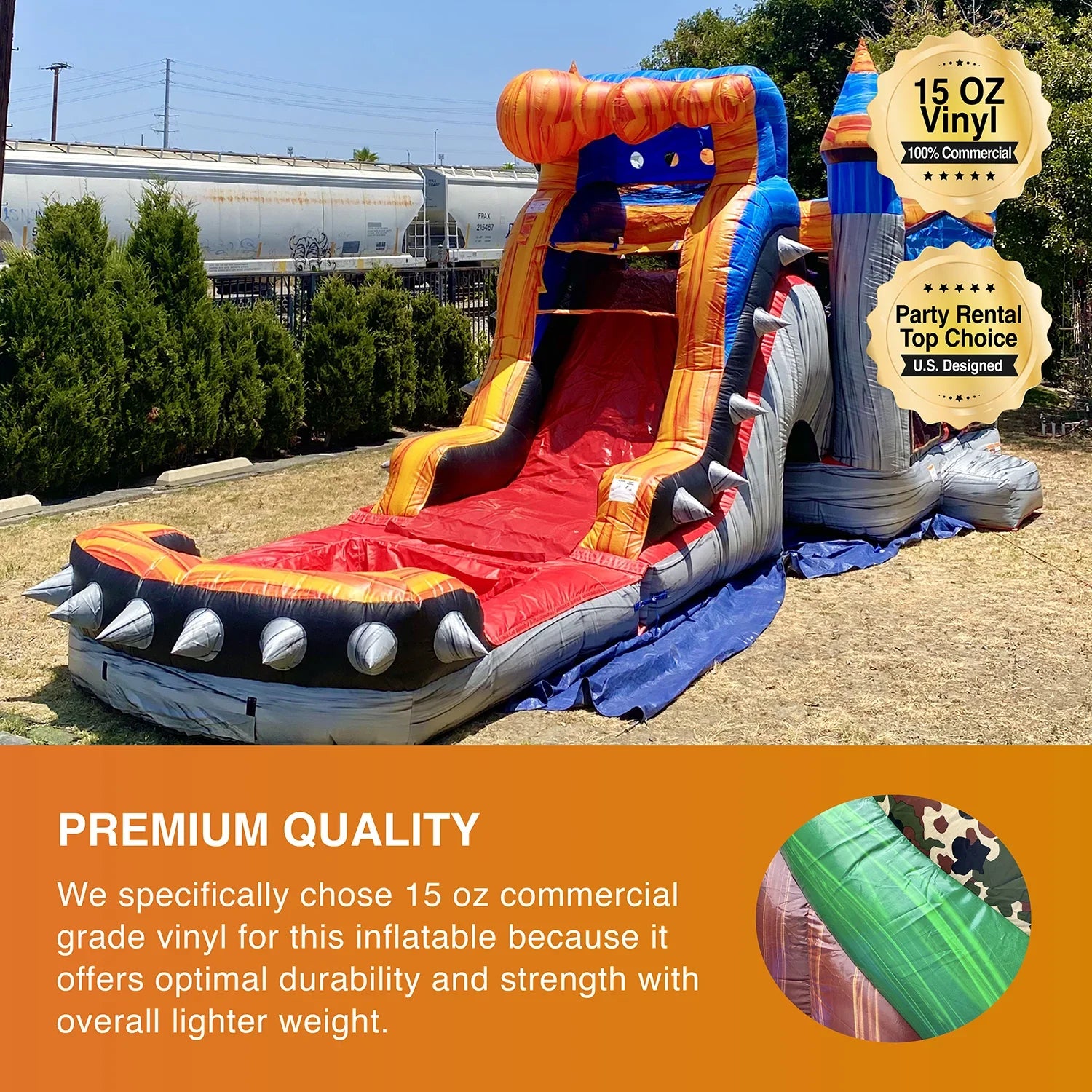 JumpOrange Titan Rocker Outdoor Commercial Grade InfLatitudeable Bounce House Water Slide with Splash Pool for Kids and Adults with Blower