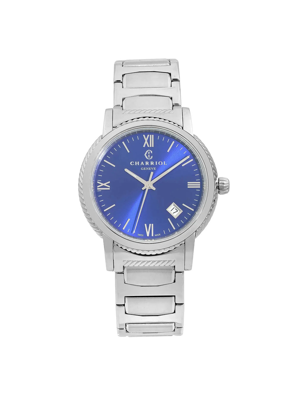 New Charriol Parisii 40mm Stainless Steel Blue Dial Quartz Watch P40S2.930.002