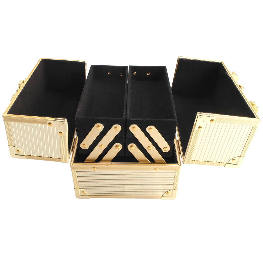 BOLLA Portable Makeup Train Case, Gold Panel